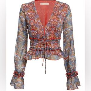 THE EAST ORDER Constanze V-Neck Top | size Small